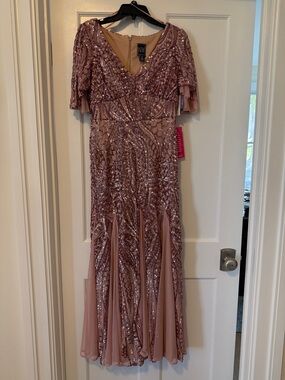 NWT NW Nightway Evening mauve Sequin Dress
